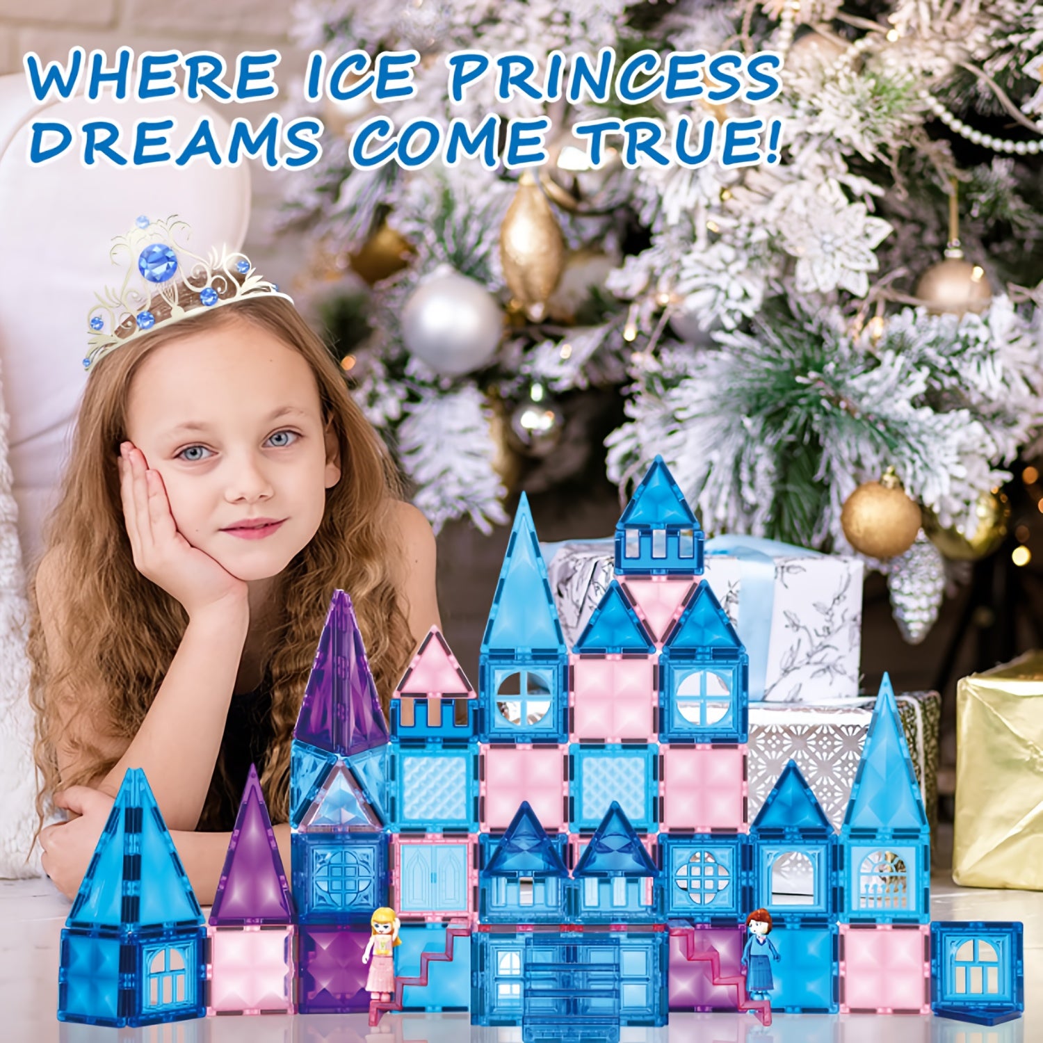 Magnetic Tiles for Kids 116pcs Castle STEM Building Blocks – 3D Magnetic Construction Pretend Castle Playset Preschool Learning Toy Gift for Boys Girls Age 3+