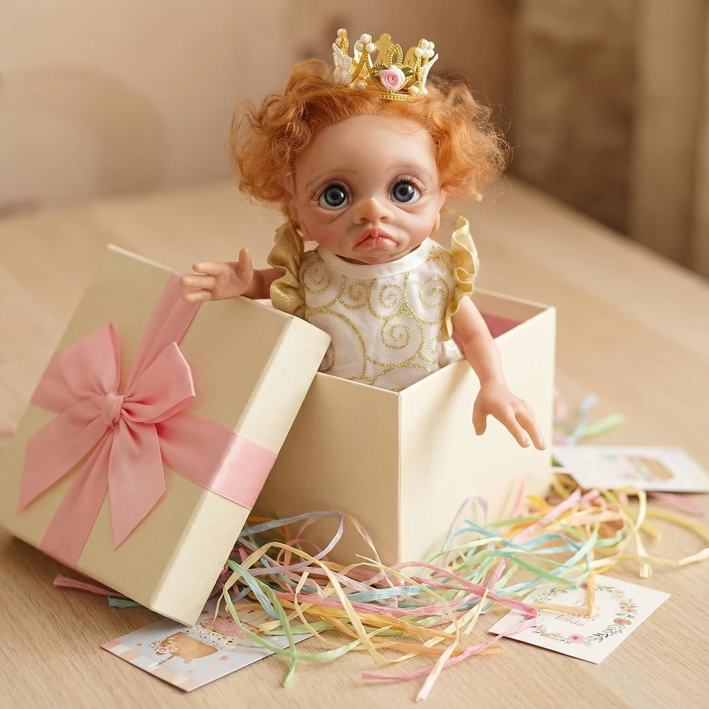Fairy Elf Reborn Doll 15 Inch Fully Hand Painted Soft Vinyl – Poseable Bathable Rooted Hair Collectible Art Doll with Crown Halloween Christmas Easter Birthday Gift