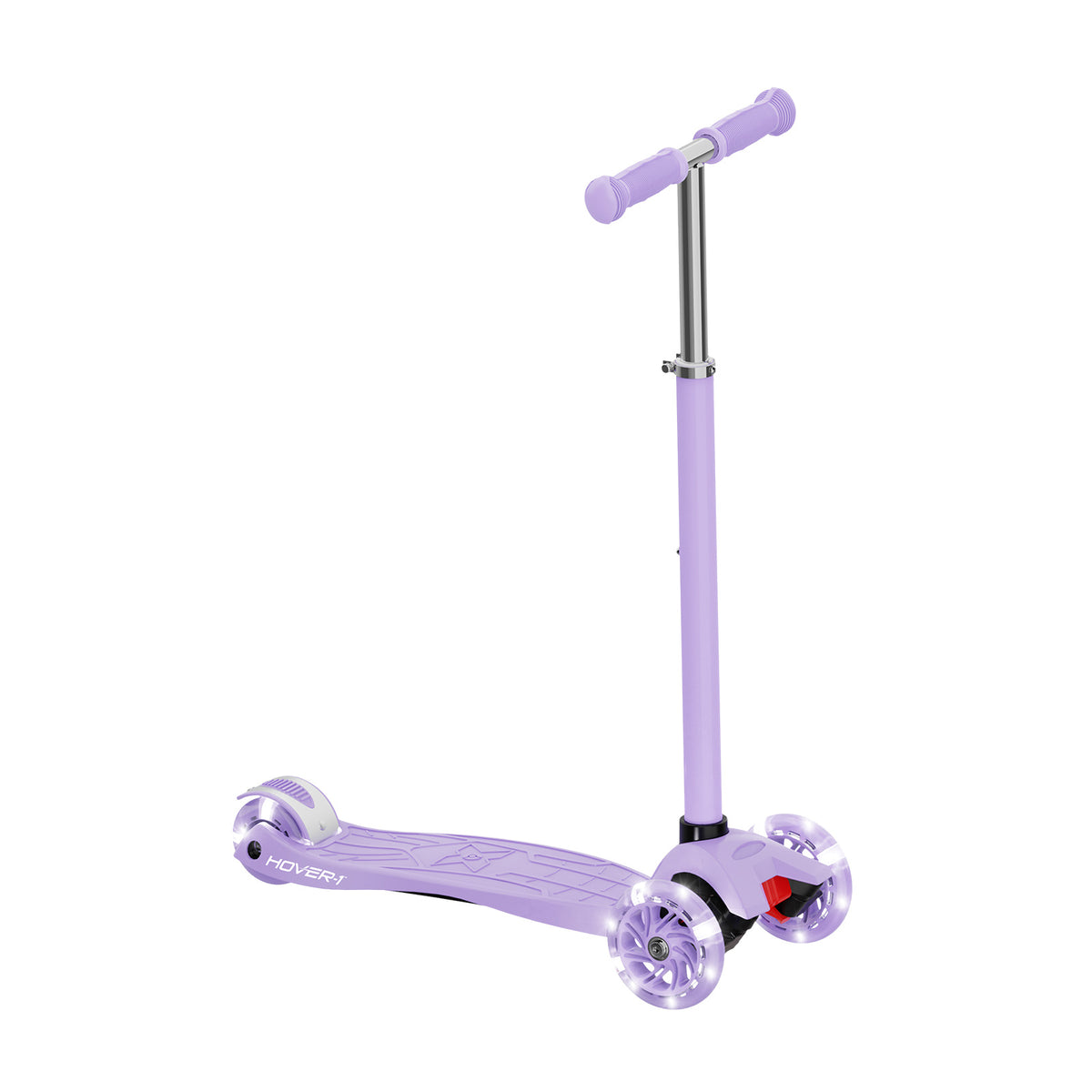 Hover-1 Sunbeam Kids Kick Scooter with Multicolor LED Wheel Lights – 3-Wheel Adjustable Height, 110 lb Capacity, Rear Foot Brake for Boys & Girls