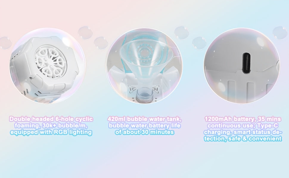 Automatic Bubble Machine 2 Pack – 30000+ Bubbles/Min Dual Nozzle with RGB Lights Remote Control Rechargeable Bubble Blower for Kids Birthday Wedding Party Pool