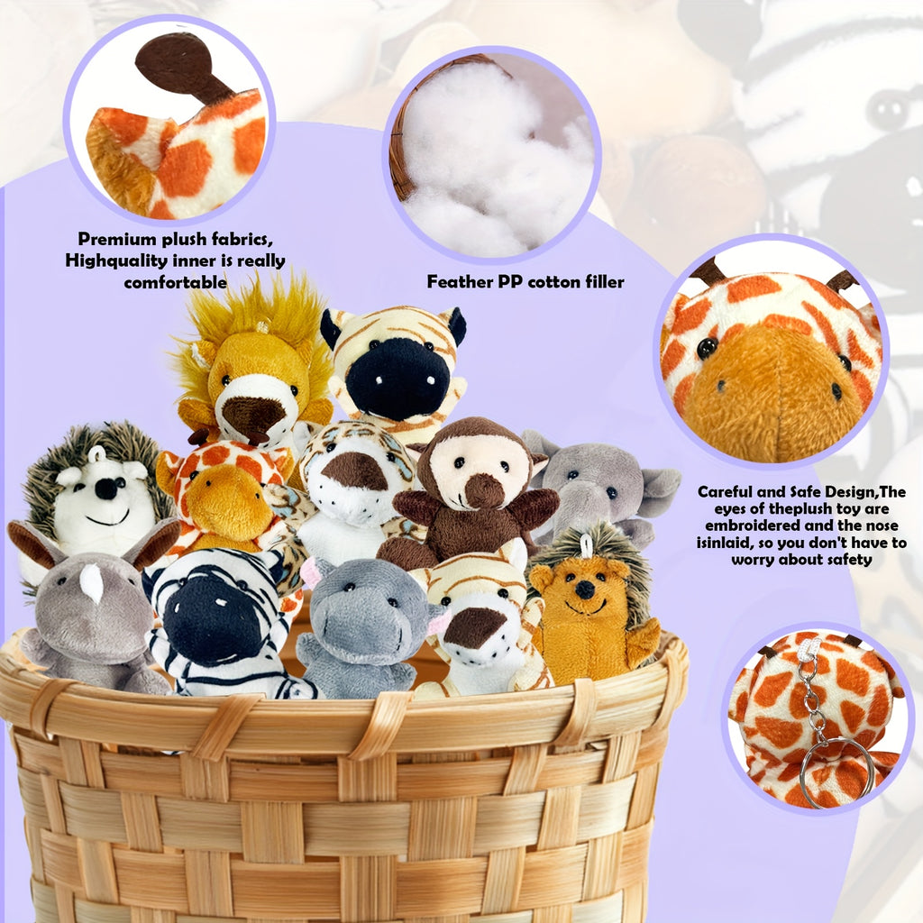 Mini Forest Animal Plush Toys Bulk 12 or 24 Pcs – Cute Small Stuffed Animals for Animal Theme Party, Classroom Treasure Box, Party Favors & Kids Birthday Gifts