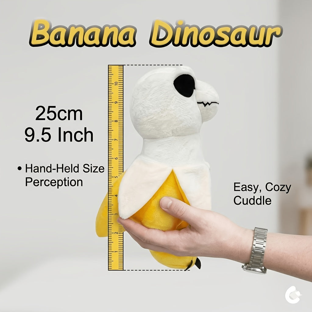 Banana Dinosaur Plush Toy 9.5 Inch – Kawaii Cartoon T-Rex in Banana Peel, Cute Fruit Soft Plushie Pillow Doll, Room Decor, Halloween Birthday Gift for Kids Friends, Dinosaur Lovers
