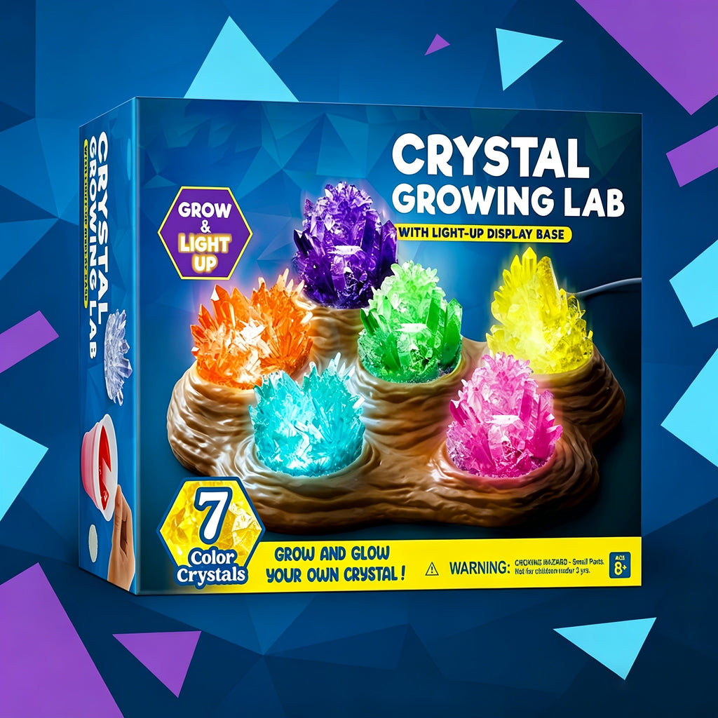 Crystal Growing Kit for Kids with Light-Up Base – 7 Color Science Experiment Set, STEM Learning Toy for Boys & Girls Ages 8+, Birthday & Christmas Gift