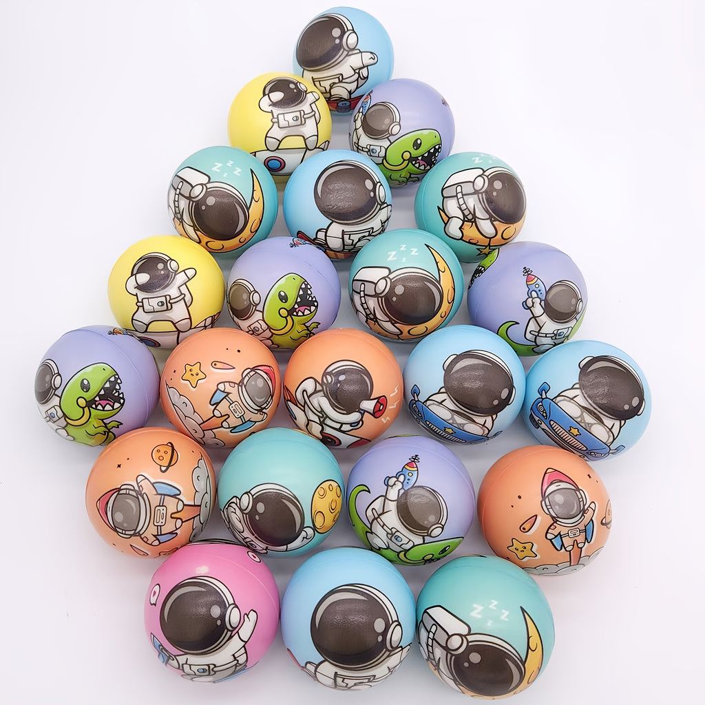 Squishy Astronaut Stress Balls 24 Pack – 2.5" Colorful Sensory Squeeze Toys for Kids, Party Favors & Goodie Bag Stuffers