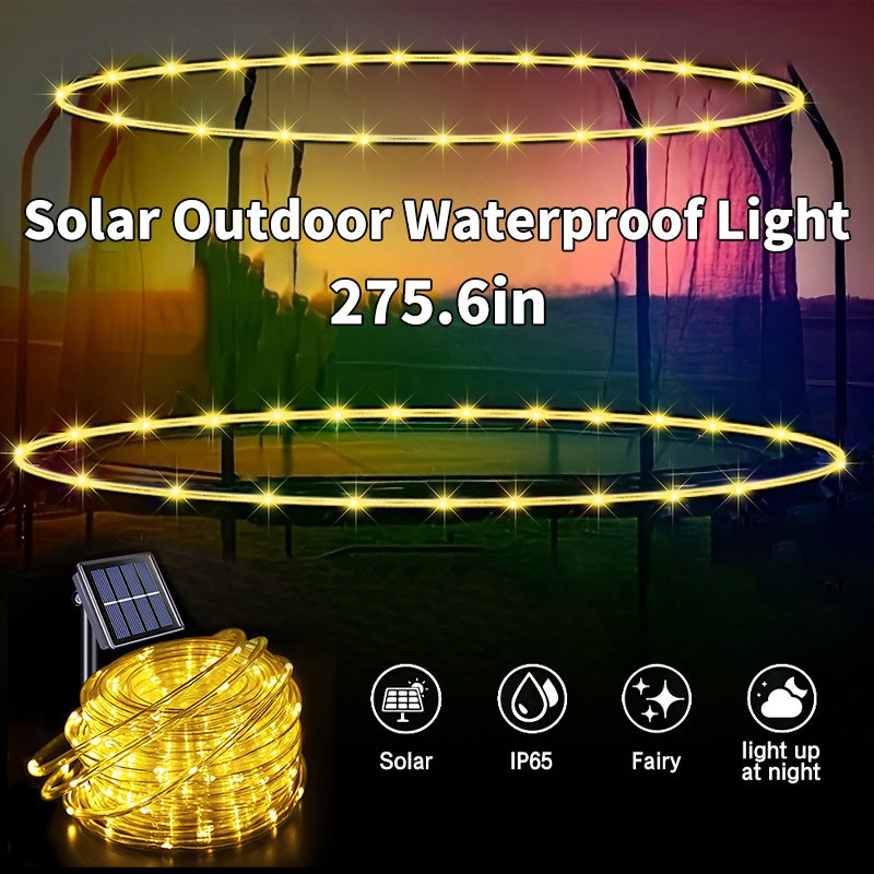 Solar Trampoline Lights IP65 Waterproof 8 Dynamic Modes - Outdoor LED String Lights for 8-16ft Trampolines Solar Powered Warm White Multicolor Kids Backyard Night Play Accessory