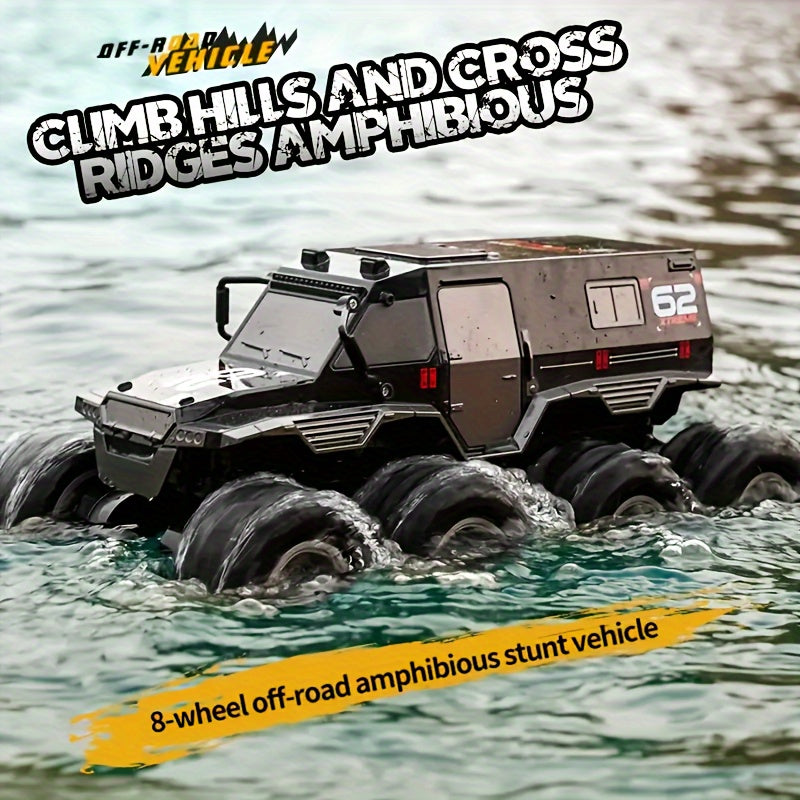 Amphibious RC Truck 8-Wheel Drive 4-Motor Armored Climbing Off-Road Vehicle, Oversized Remote Control Car for Kids Adults, Christmas Halloween Thanksgiving Gift