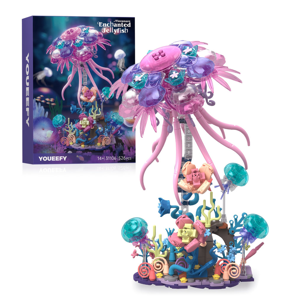 Jellyfish Building Blocks 526pcs Animal Model Kit for Adults – DIY Brick Assembly Desk Decor Display Piece, Hedgehog Style Available – Valentine Birthday Christmas Halloween Gift for Animal Lovers