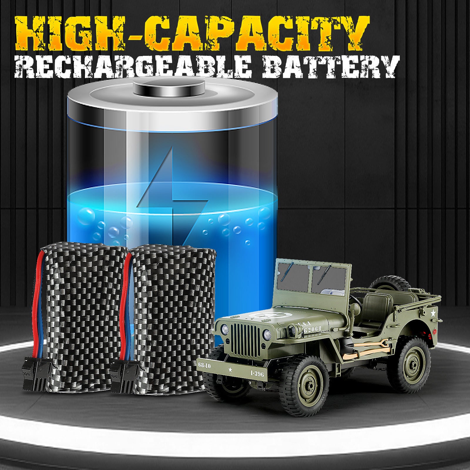 RC Truck 1:10 Scale 4WD 4x4 Off Road Remote Control Car Full Proportional 2 Rechargeable Batteries All Terrain Big RC Vehicle Gift for Boys Youth