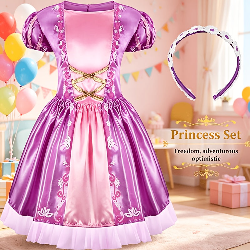 Princess Dress Up Costume Set for Girls 14-Piece, 5 Outfits with Crowns Earrings & Storage Box, Birthday Halloween Gift for Girls Ages 3-6