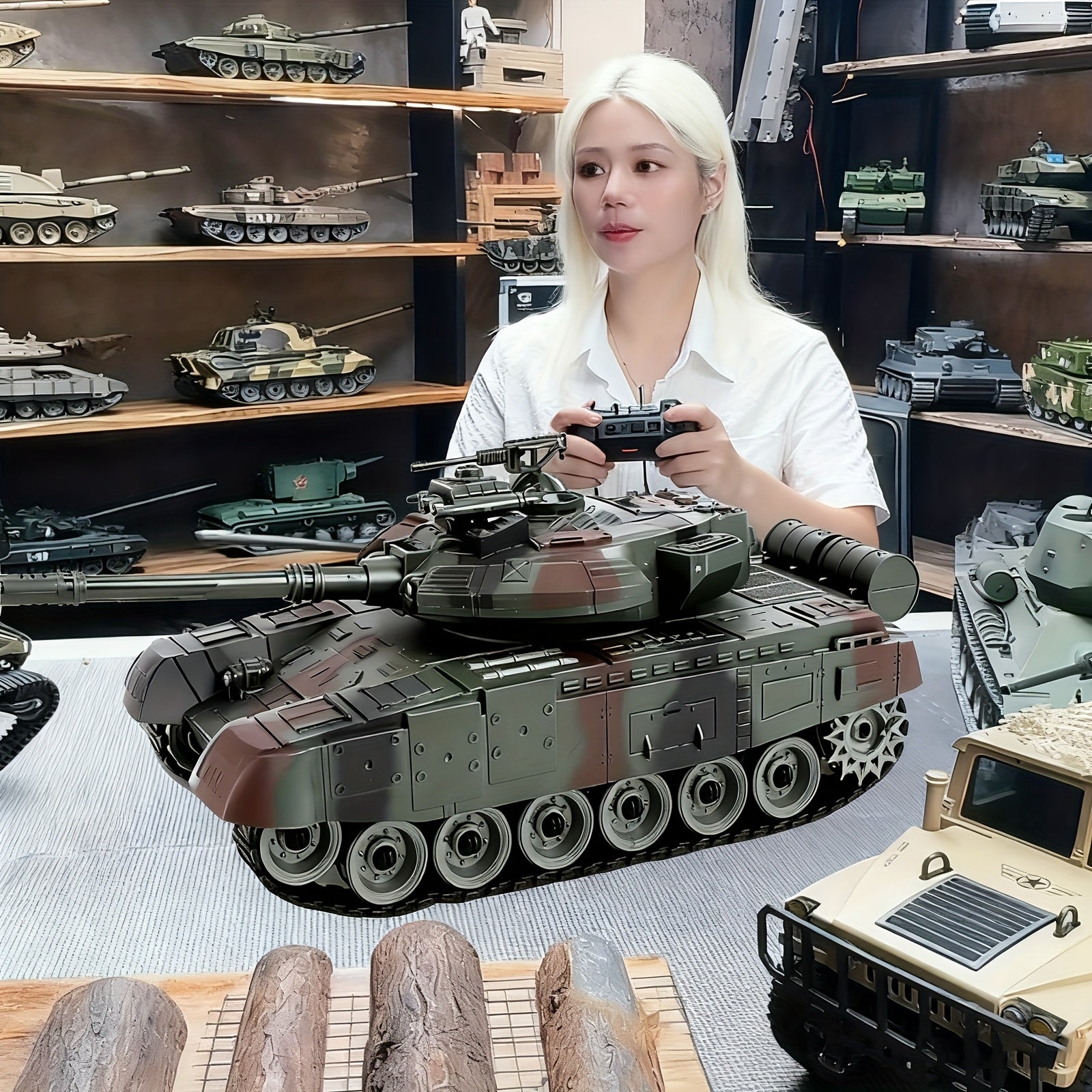 1:16 Scale RC Military Tank 9-Channel All-Terrain Off-Road Armored Vehicle with LED Lights & Sound Effects – Collectible Remote Control Tank Toy for Boys Kids Teens Ages 6+ Birthday Christmas Gift