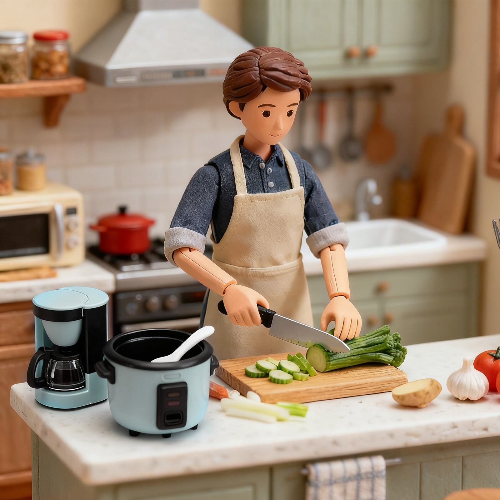 3pcs 1:12 Scale Dollhouse Miniature Kitchen Appliance Set – Rice Cooker, Juicer & Coffee Maker Models for Dollhouse Kitchen Decor, Diorama Scene & Collector Display Gift