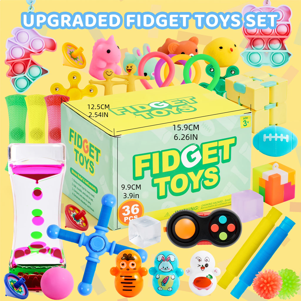 Party Favors for Kids 36 Pcs Bulk Set - Fidget Toys Goodie Bag Fillers, Pinata Stuffers, Classroom Prizes, Treasure Box Toys, Sensory Toys for Kids with ADHD, Birthday Party Supplies