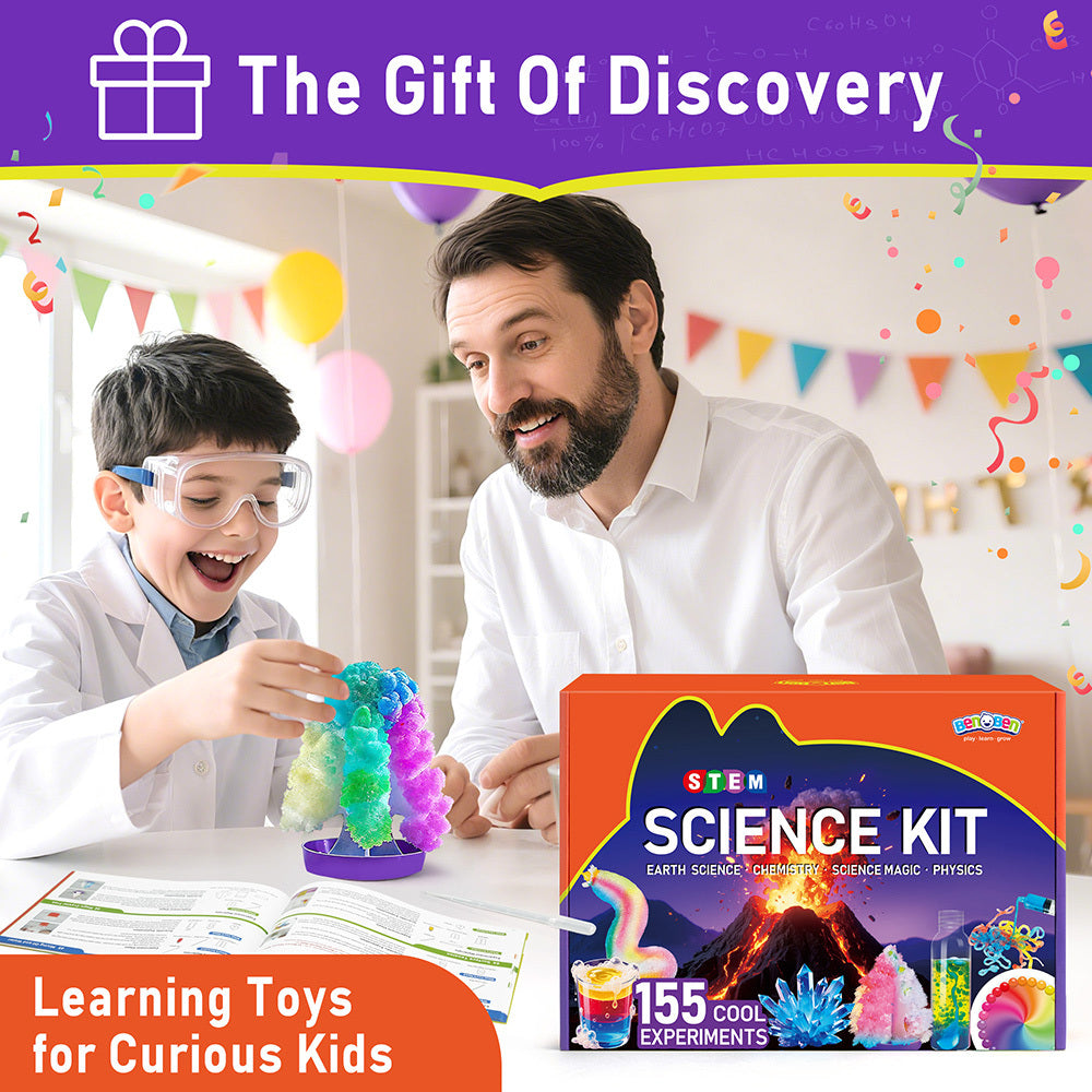 Science Kit for Kids 155 Experiments STEM Educational Toys Boys Girls Ages 6 7 8 9 10 11 12 Chemistry Lab Birthday Christmas Gift