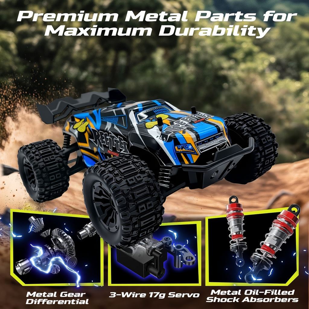 1:18 Scale 4WD High-Speed RC Car 35+ KM/H All-Terrain Off-Road Remote Control Truck - 2.4GHz Hobby-Grade Racing Crawler for Adults Kids Boys Birthday Gift