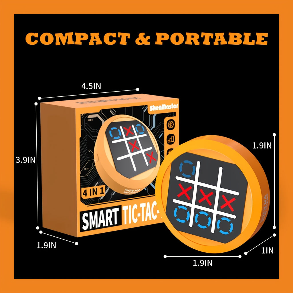 4-in-1 Handheld Electronic Puzzle Game Console Tic Tac Toe Portable Travel Game for Kids Adults Ages 3+ Educational Memory Brain Toy
