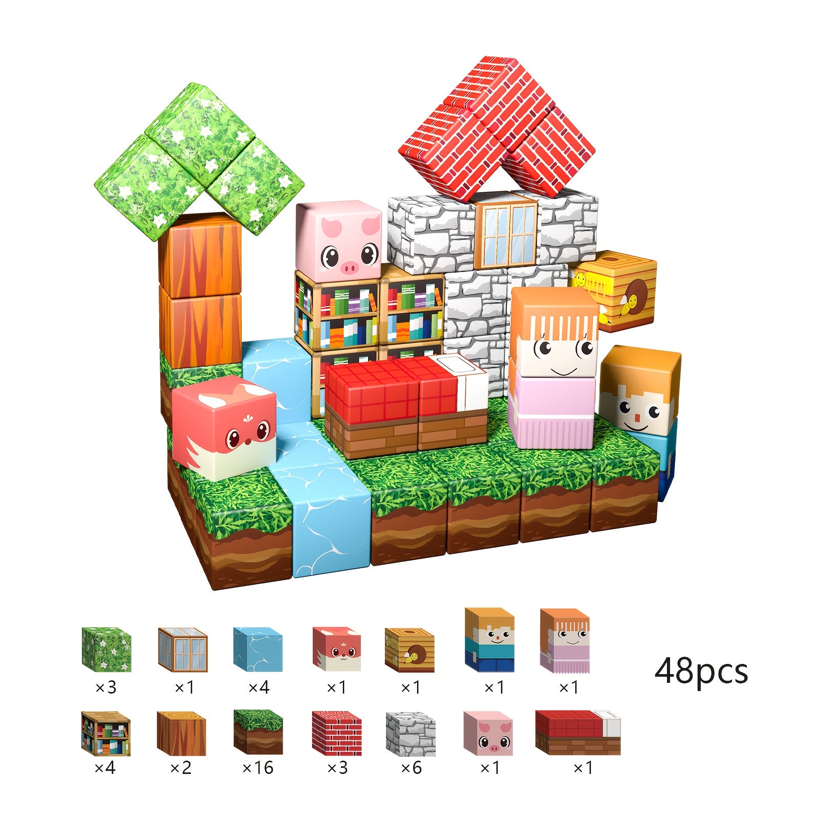 Magnetic Blocks STEM Building Toy for Kids – 48 to 108 Piece Magnetic Tiles Set for Boys & Girls Ages 3-10 – Sensory Educational Construction Toy – Birthday, Halloween & Christmas Gift