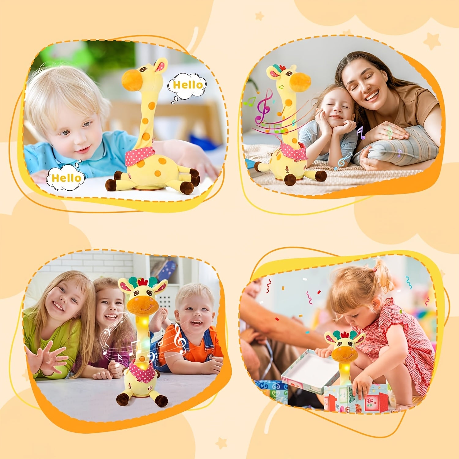 Dancing Talking Giraffe Toy for Baby Toddler 60 Songs Glowing Musical Stuffed Animal Repeats What You Say Interactive Gift for Boys Girls Ages 0 Months+