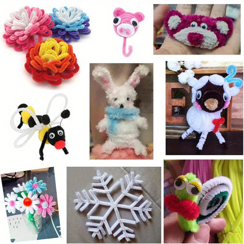 1020pcs Pipe Cleaners Craft Kit in 20 Colors – Upgraded Thick Fuzzy Chenille Stems with Flower Rods for DIY Arts & Crafts, Kids Projects, School Supplies & Creative Activities