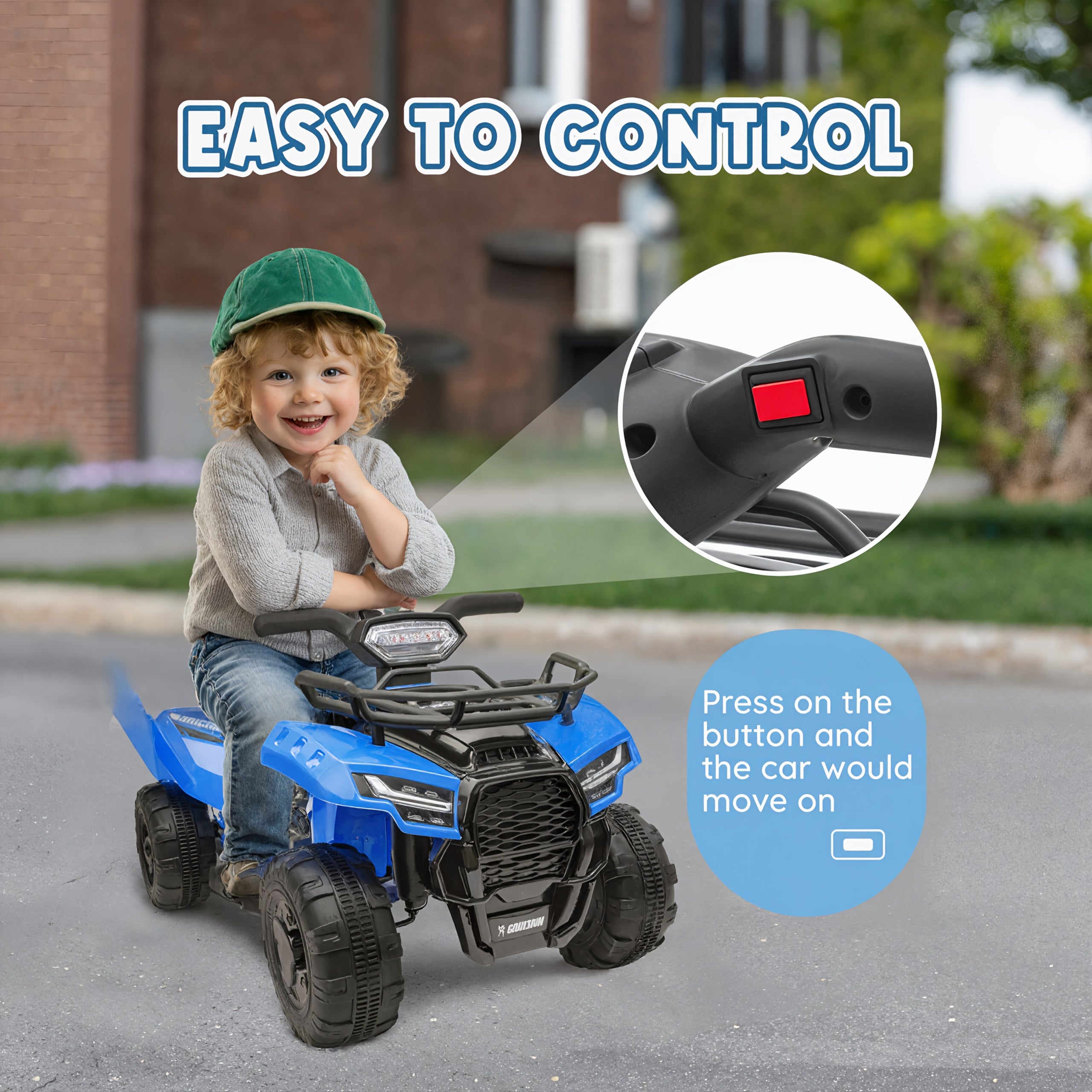 Electric Ride-On ATV for Kids 6V Battery Powered All Terrain Vehicle Toddlers Boys Girls Ages 3 4 5 Off-Road Quad Bike Birthday Christmas Gift