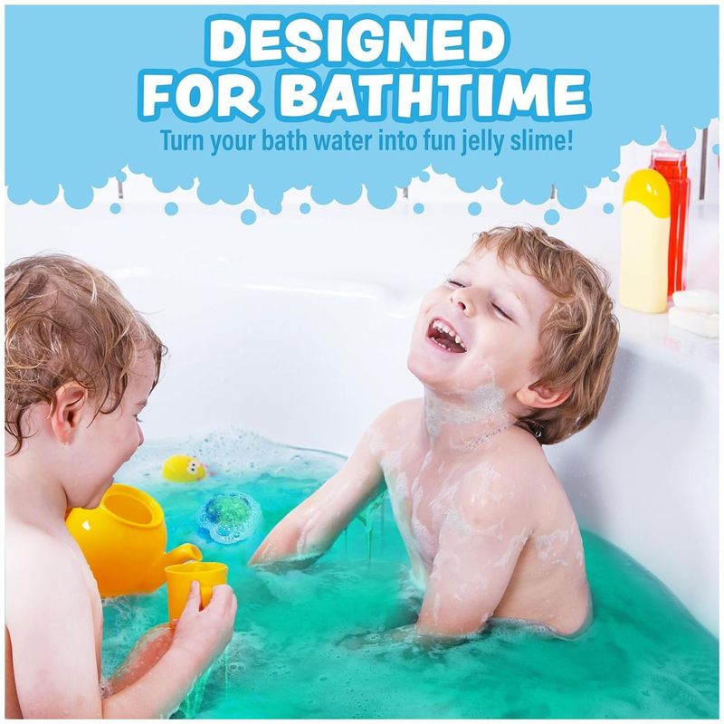 Jelly Bath Slime Bombs 6 Pack – Kids Bath Bombs with Slime Texture, Sensory Slushie Bath Fizz Toys, Fruity Scents, Non-Toxic Fun Bathtub Gift for Boys Girls