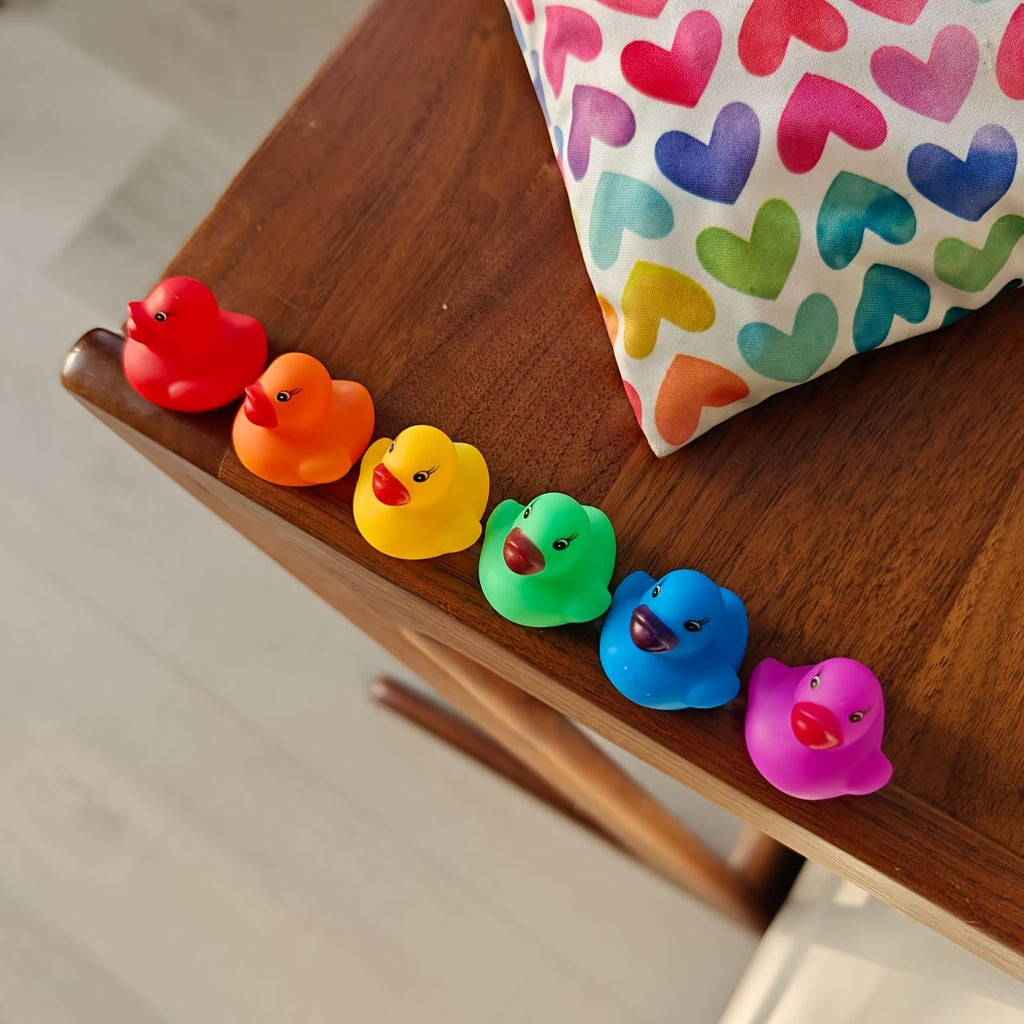 Mini Rainbow Duck Bath Toys 55 Pack – Bulk Colorful Rubber Ducks for Kids Bathtub Pool Party Favors, Goodie Bag Stuffers, Carnival Prizes Boys Girls