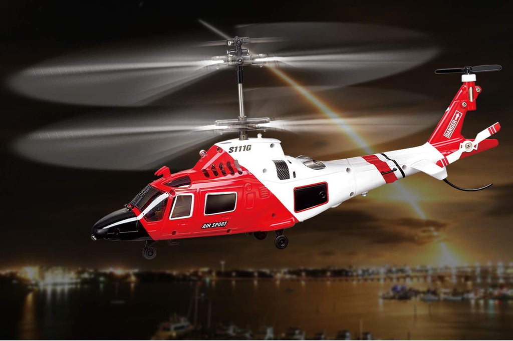 SYMA S111G Coast Guard Rescue RC Helicopter, 3CH Gyro Infrared Indoor Mini Helicopter with LED Lights, Easy to Fly for Beginners, Perfect Gift for Kids & Adults