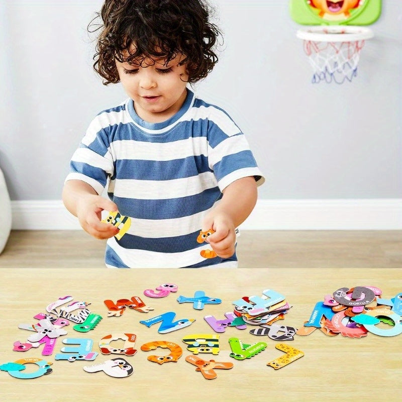 Alphabet Fridge Magnets for Kids – 26 Uppercase Animal ABC Letters, Large Magnetic Letters for Refrigerator, Early Literacy & Spelling Learning Toy for Toddlers