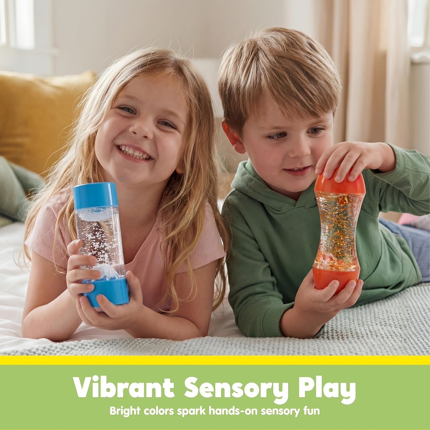 Sensory Fidget Tubes for Kids 4-Pack Calm Down Toy Stress Relief Autism ADHD Anxiety Speech Therapy Classroom Fine Motor Skill Easter School Gift