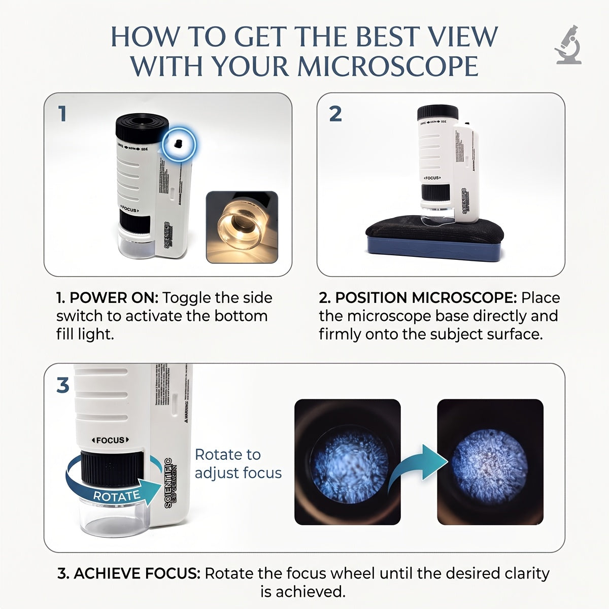 Kids Portable Microscope 60X-200X Zoom – LED Light STEM Science Toy for Outdoor Exploration, Educational Gift for Boys Girls Ages 5+, Back to School Birthday Gift
