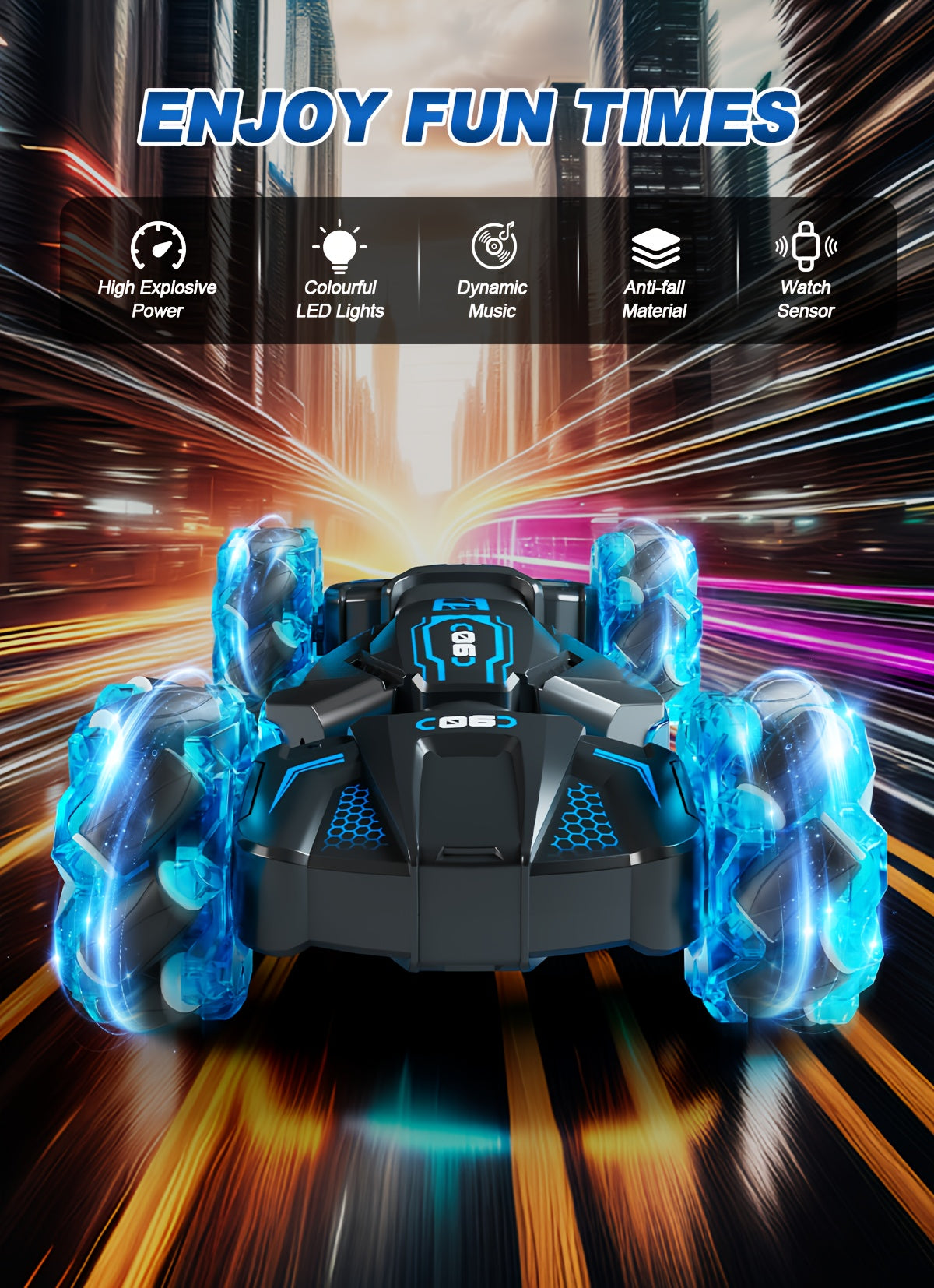 RC Stunt Car for Kids 8WD Dual Remote Control, 1:24 Scale 2.4GHz 28Km/h All-Terrain LED Race Car, Crash-Resistant Birthday Gift for Boys Girls