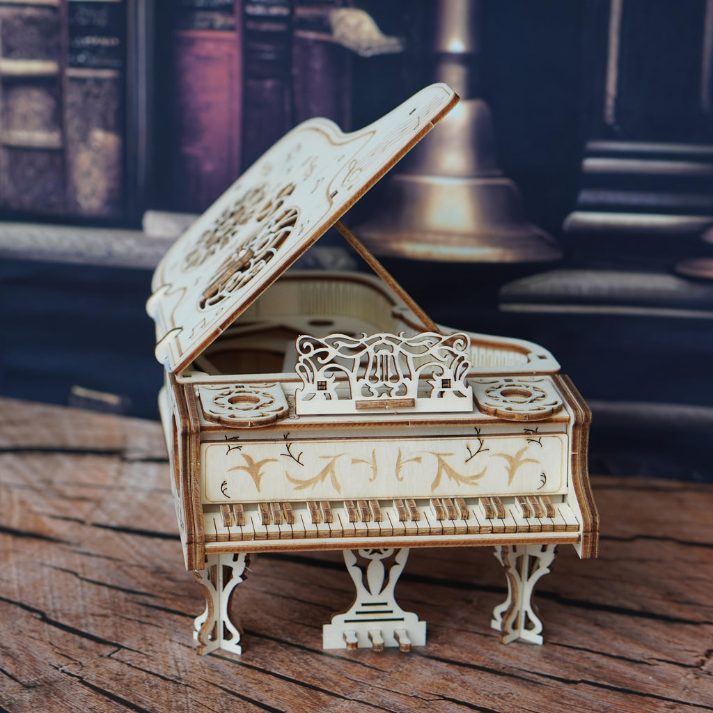 3D Wooden Piano Puzzle Model Kit – DIY Hand-Assembly Musical Instrument Replica, Laser-Cut Plywood Craft Kit, Unique Gift for Music Lovers, Adults & Teens