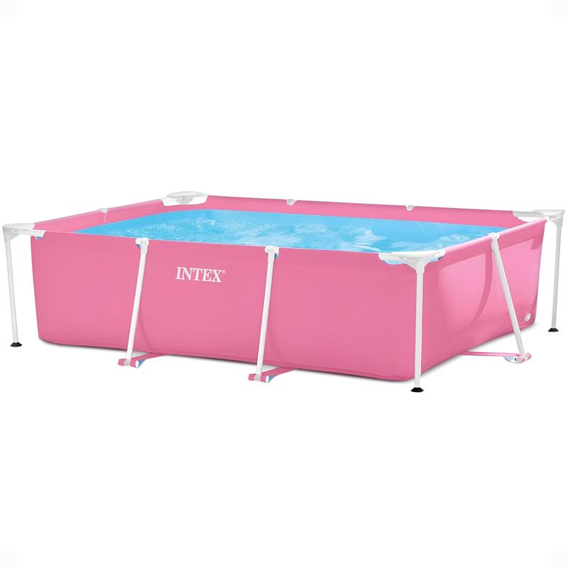 Above Ground Swimming Pool, INTEX Pink Metal Frame Round or Rectangular Backyard Pool in Multiple Sizes, Pool Only or Cover Only Options