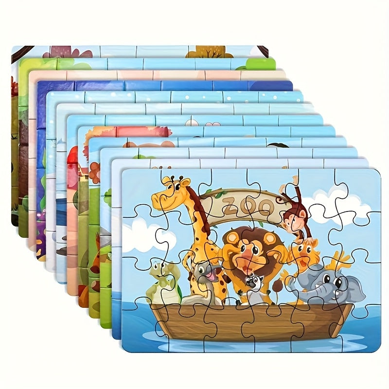 Kids Puzzles Ages 3+ Set of 12 Boxes, 12 Different Themes Jigsaw Puzzles for Boys & Girls, Toddler Puzzle Gift Activity Toy for Halloween Christmas Birthday