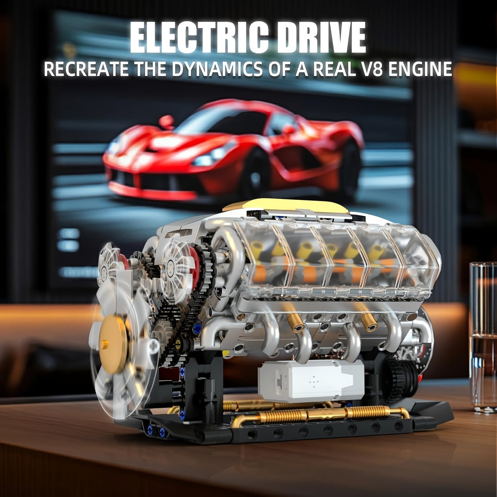 V8 Engine Building Kit 692 Pieces, Build Your Own Mini Supercar V8 Engine Model with Bidirectional Motor, Advanced STEM Mechanical Puzzle Display for Adults Teens, Birthday Christmas Gift Car Enthusiasts