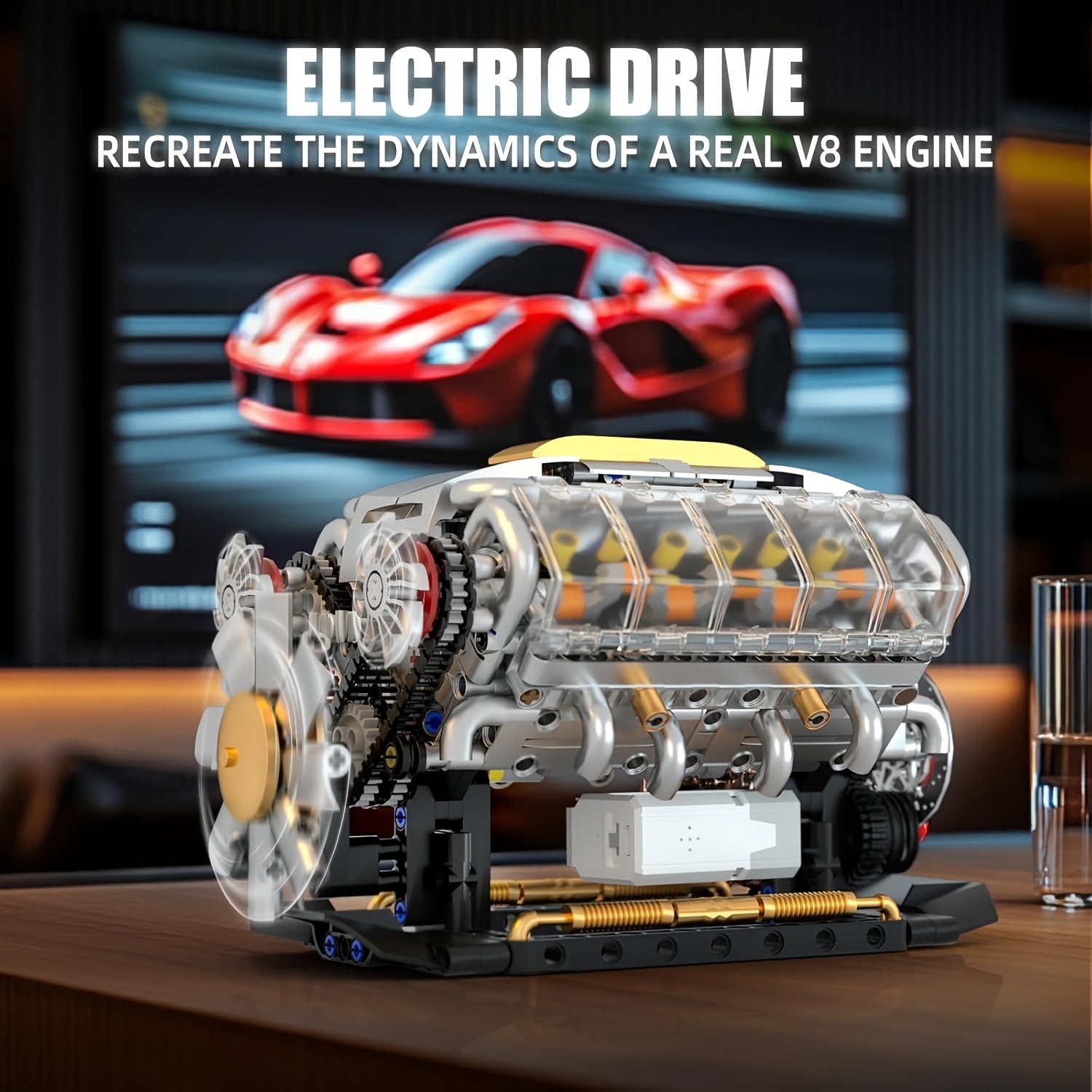 V8 Engine Building Kit 692 Pieces, Build Your Own Mini Supercar V8 Engine Model with Bidirectional Motor, Advanced STEM Mechanical Puzzle Display for Adults Teens, Birthday Christmas Gift Car Enthusiasts