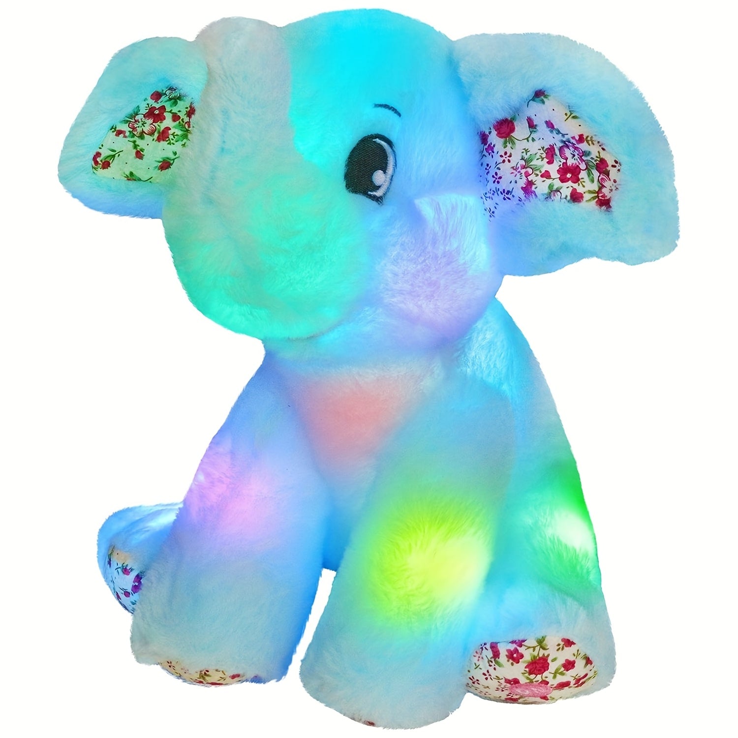 Musical Glowing Elephant Plush Toy with LED Light & Lullabies, Soft Stuffed Animal Nightlight Companion for Baby Toddler, Birthday Easter Gift for Kids