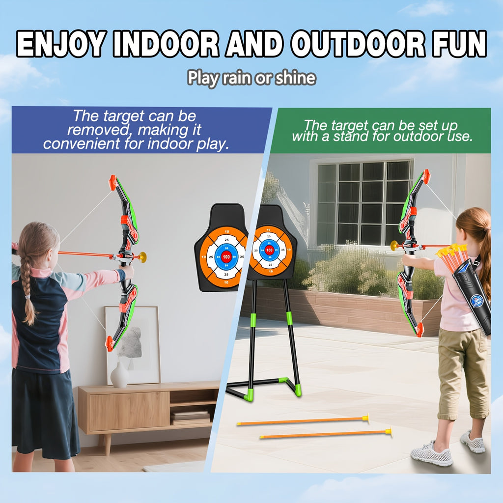 Bow and Arrow Set for Kids Ages 3+ – 10 Suction Cup Arrows, Quiver & Standing Target, Battery Free Outdoor Archery Toy – Birthday Christmas Easter Gift for Boys & Girls