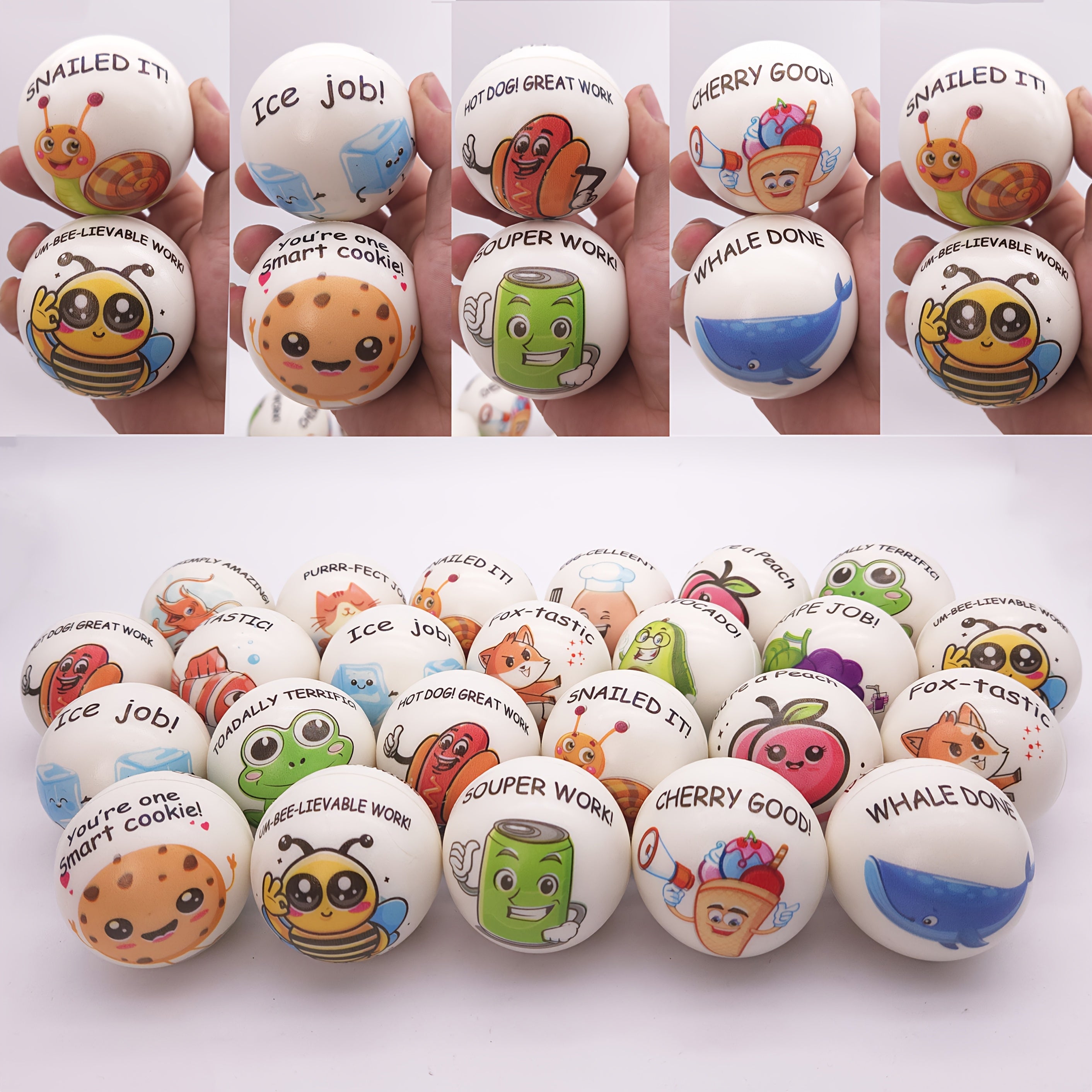 Stress Balls Bulk 24 Pack Motivational Animal Squeeze Toys – Inspirational Quote Soft TPU Sensory Balls for Classroom Office Party Favors Team Building Gifts