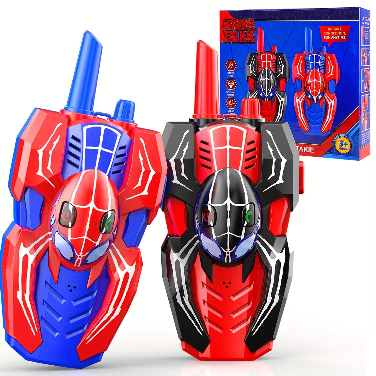 Kids Walkie Talkies 2-Pack Spider 2-Way Radio Toy for Boys Girls Ages 3-12 – Birthday Christmas Halloween Easter Back-to-School Gift