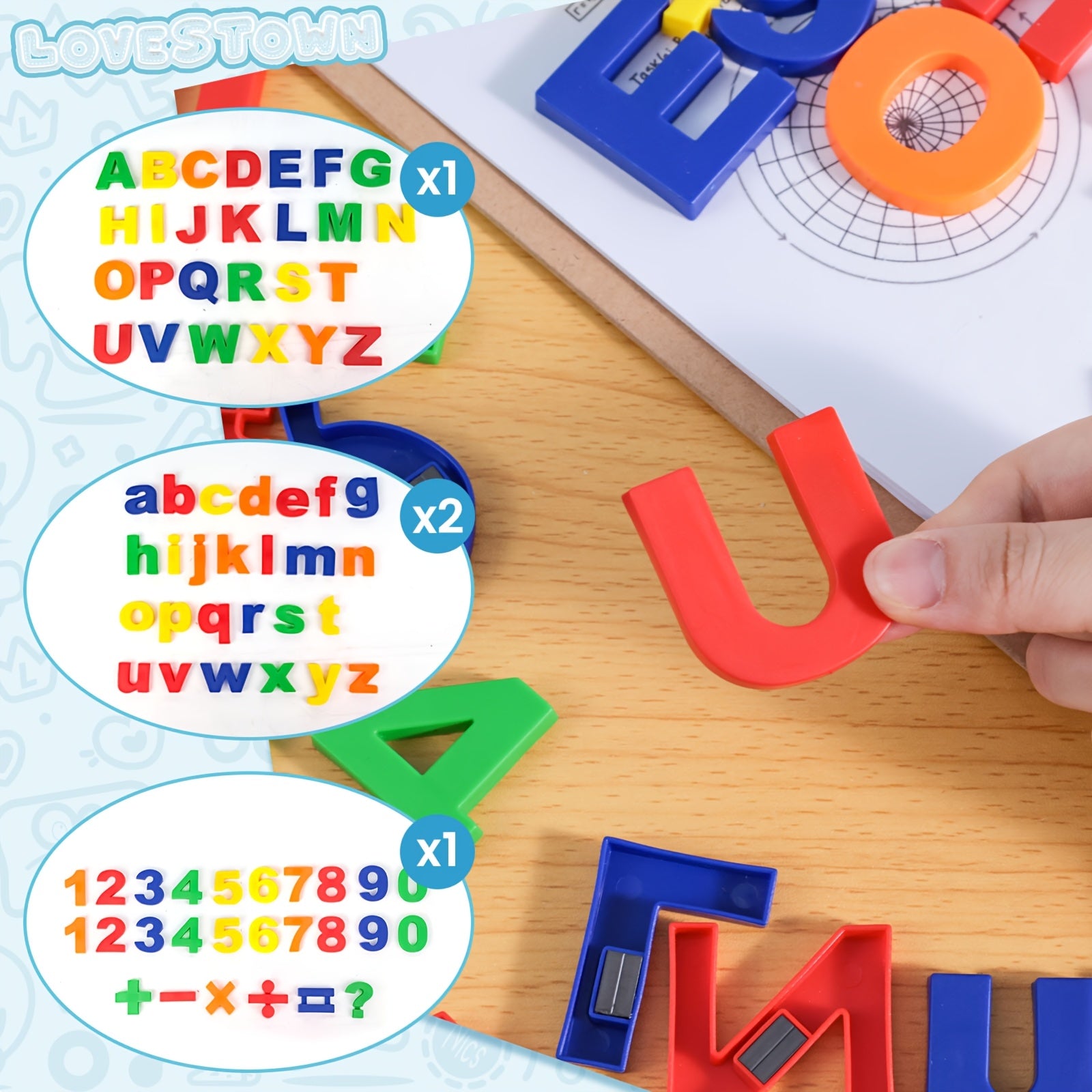 Magnetic Letters and Numbers Set 103pcs - Alphabet Fridge Magnets 1.75in Educational Learning Toy for Preschool Kids Spelling Counting Math