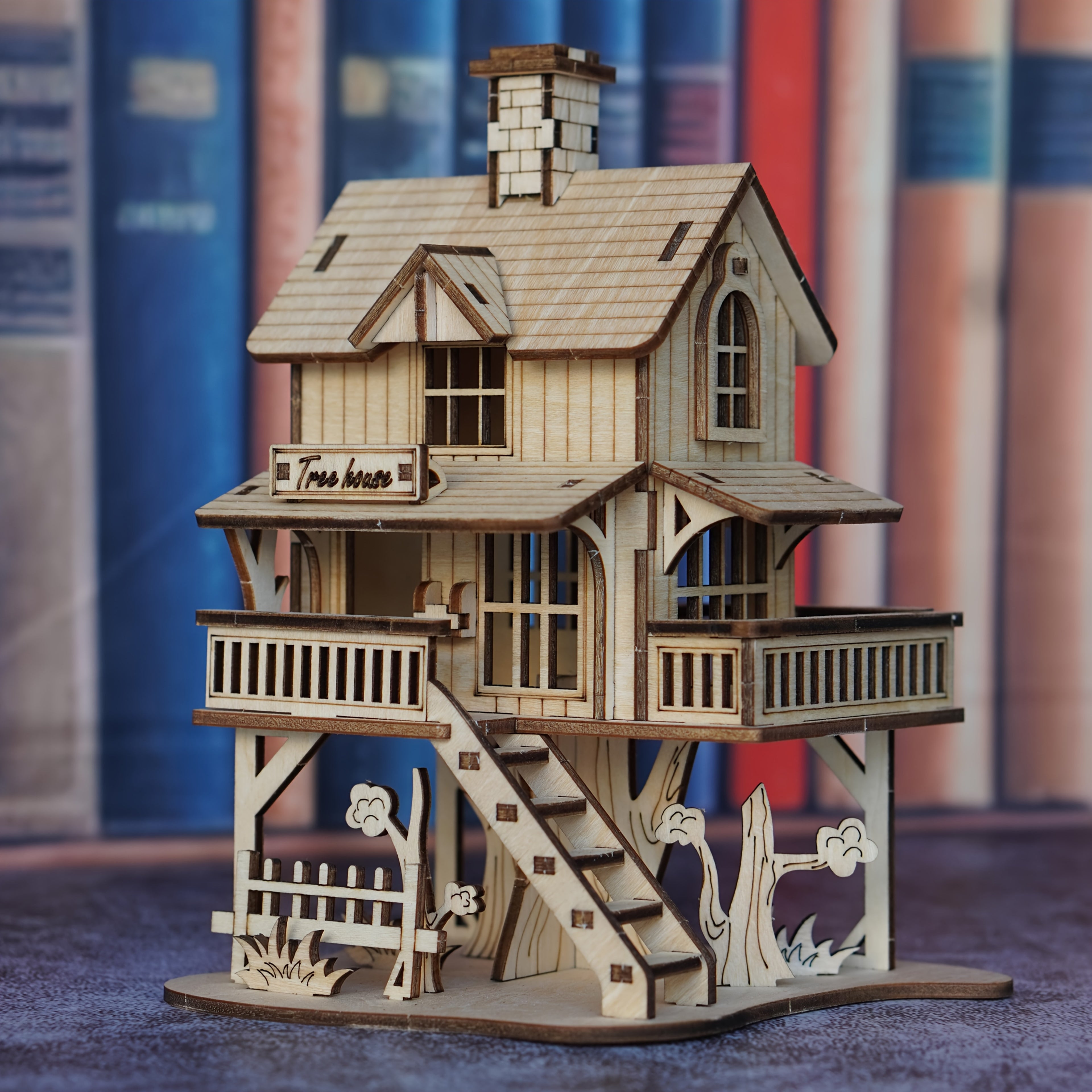 3D Wooden Cabin Puzzle Model DIY Building Kit Rustic Treehouse Architecture Interlocking Blocks Craft Set for Adults Teens Home Decor Gift