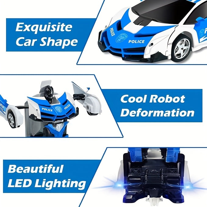 Spider Transform Robot RC Car 1:18 One-Button Deformation 2.4GHz LED Lights 360 Drift 45M Range Auto Demo Kids Boys Girls Ages 6+ Birthday Christmas Gift