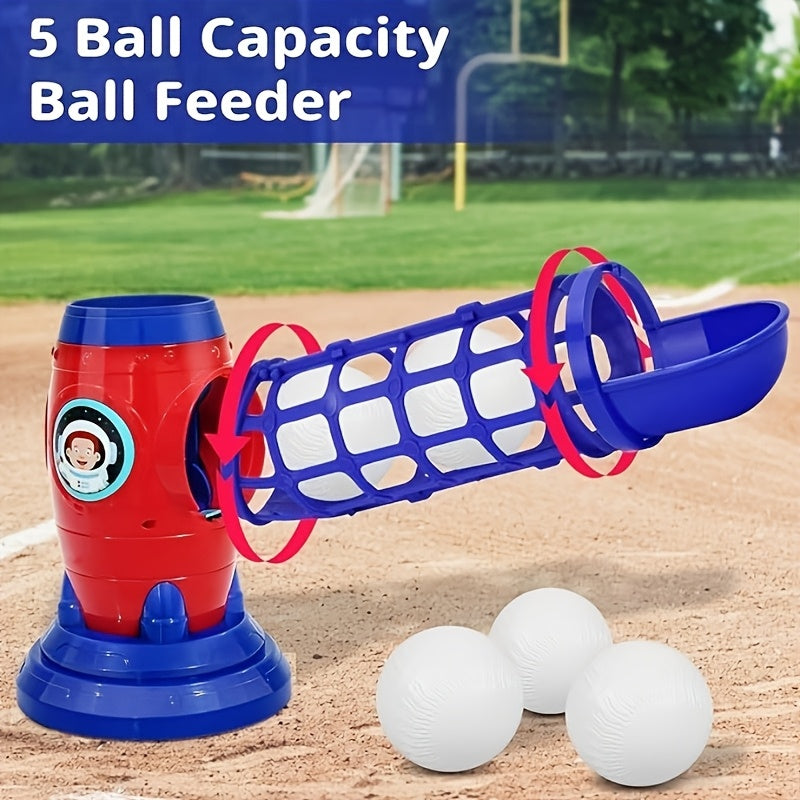 Kids Automatic Baseball Pitching Machine Toy Set with 10 Balls Batting Practice Sports Trainer for Boys Girls Ages 3 Plus - Birthday Christmas Gift