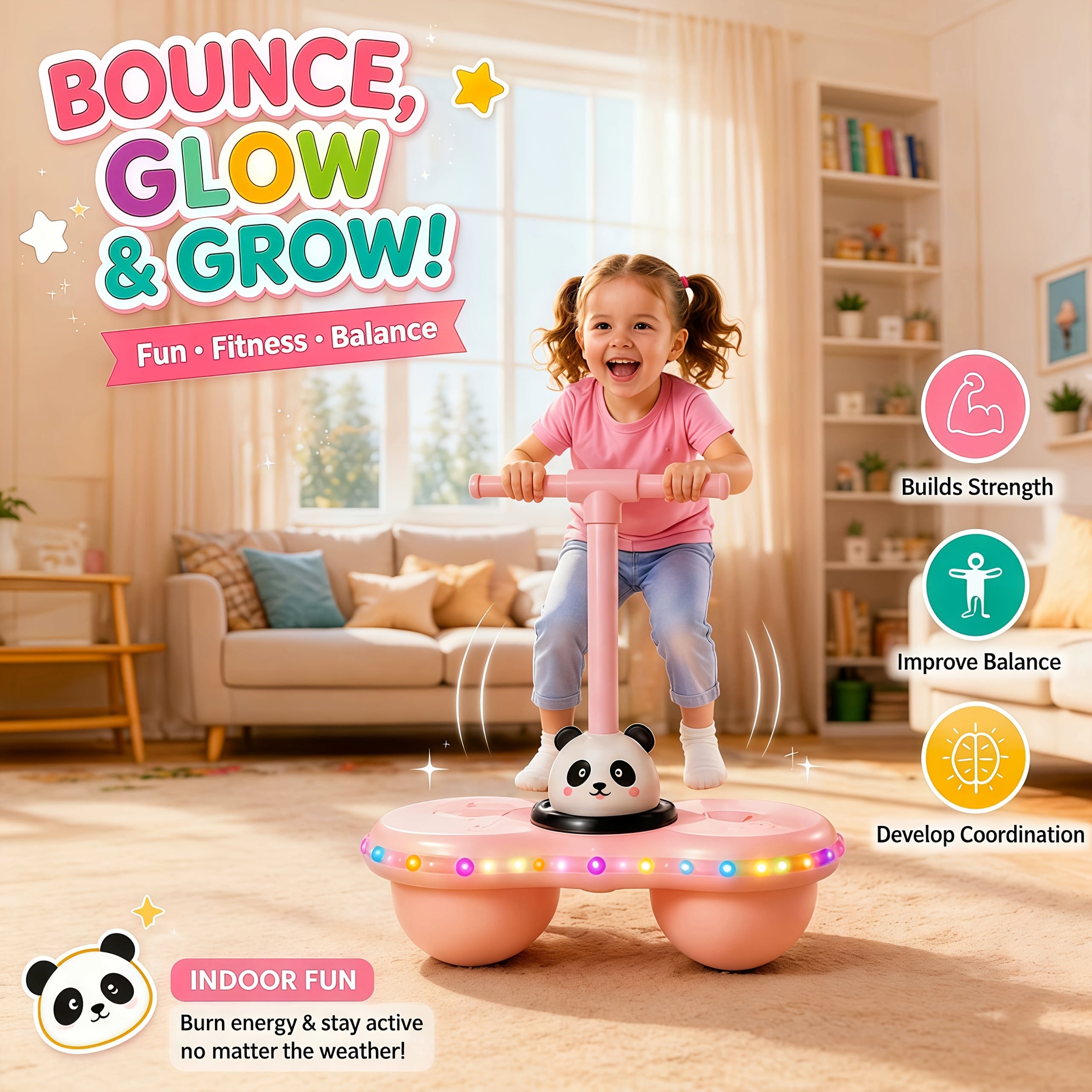 Rainbow LED Bouncing Ball Light Up Glow Ball Indoor Outdoor Balance Coordination Active Play Toy for Kids Adults Boys Girls Birthday Christmas Gift