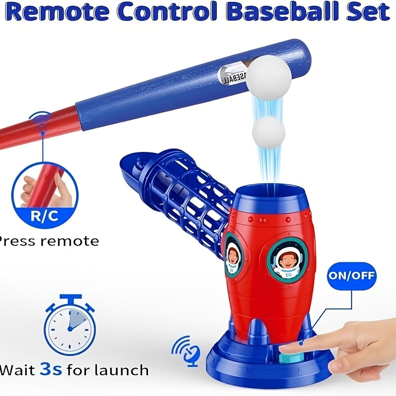 Kids Automatic Baseball Pitching Machine Toy Set with 10 Balls Batting Practice Sports Trainer for Boys Girls Ages 3 Plus - Birthday Christmas Gift