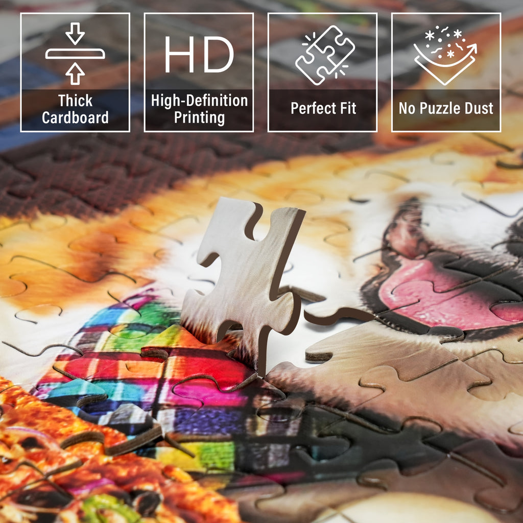 Dog Jigsaw Puzzles for Adults 500 & 1000 Pieces – Funny Dogs Dinner Party Theme, Letters on Back, Thick Durable Pieces, Family Game Night Gift for Dog Lovers Men Women