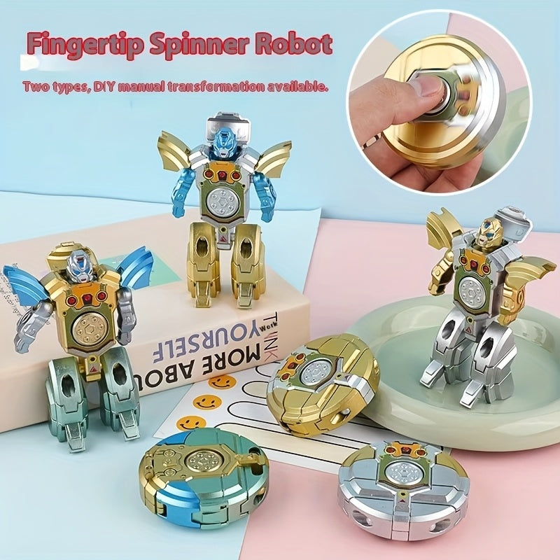 Deformation Robot Fidget Spinner Bulk Pack 12 21 30pcs Finger Gyroscope Random Color ABS – Fingertip Gyro Stress Relief Toy for Kids & Adults, Easter Party Favor Gift