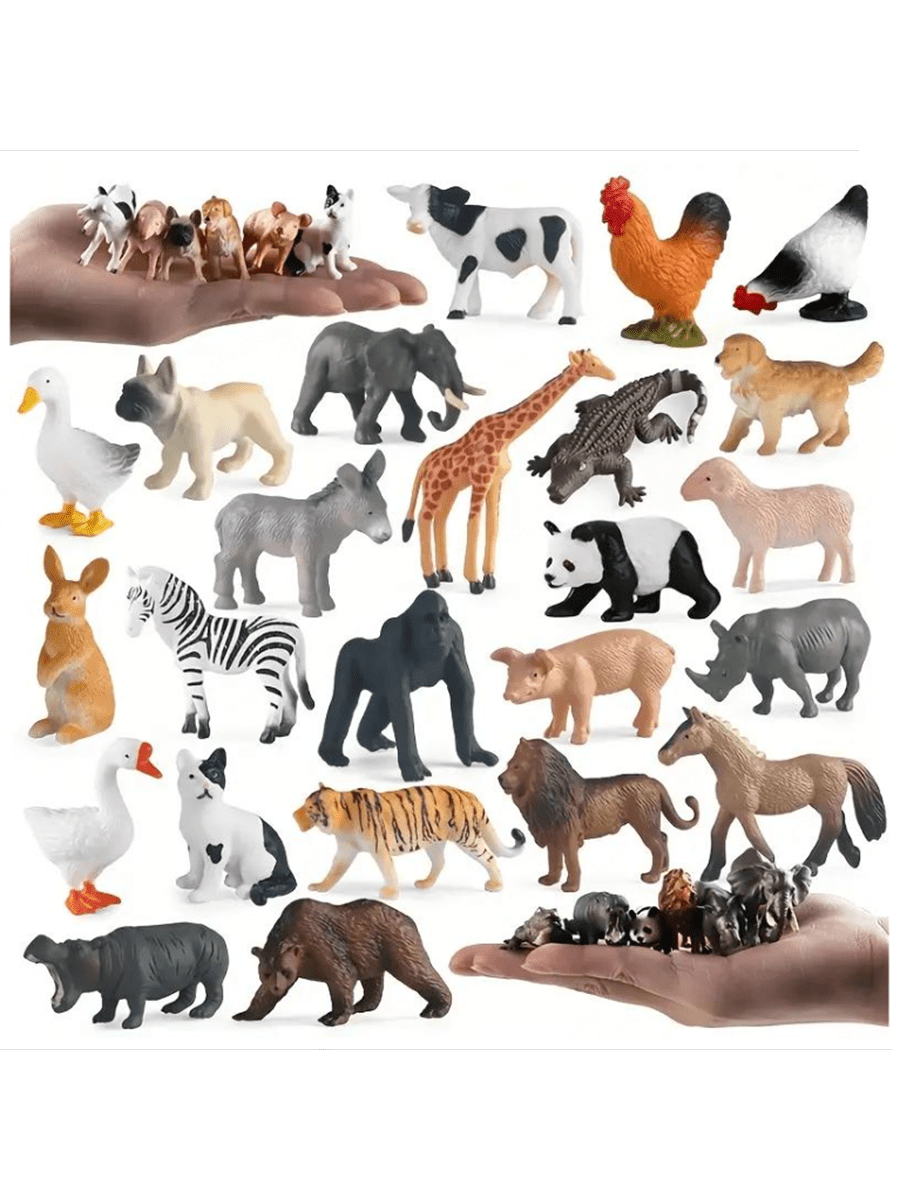 Animal Figurines Set of 24, Decorative Animal Models for Room Displays, Imaginative Storytelling and Counting Activities, Birthday and Christmas Gifts