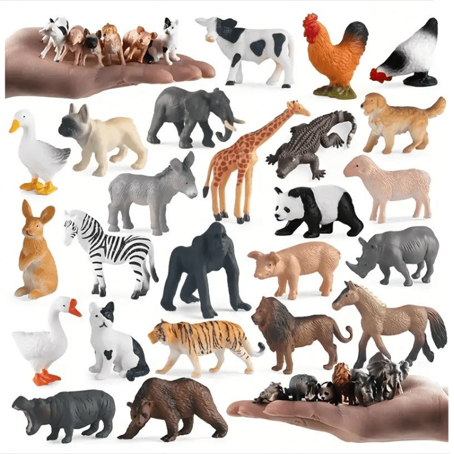 Animal Figurines Set of 24, Decorative Animal Models for Room Displays, Imaginative Storytelling and Counting Activities, Birthday and Christmas Gifts