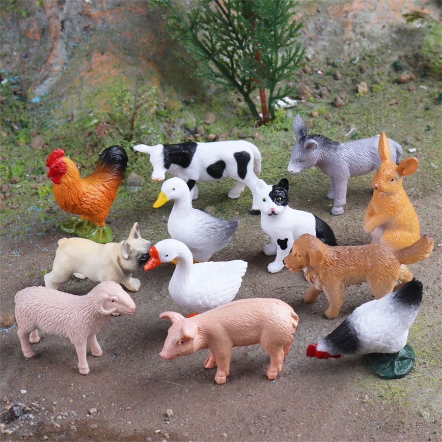 Animal Figurines Set of 24, Decorative Animal Models for Room Displays, Imaginative Storytelling and Counting Activities, Birthday and Christmas Gifts